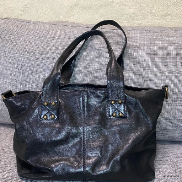 Witchery black leather bag with stud detail - Picture 2 of 2